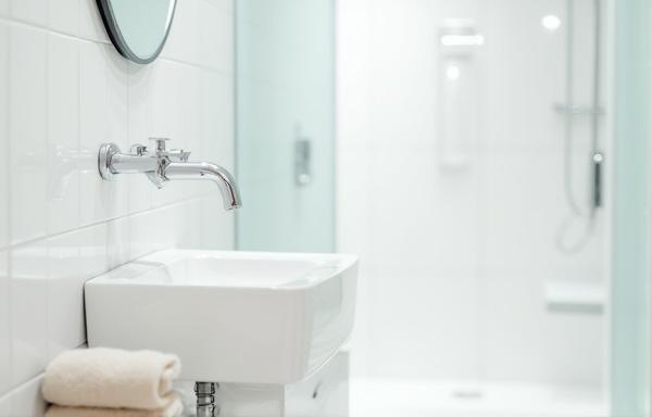 Sparkling clean residential bathroom with shiny tiles and fixtures in Niceville